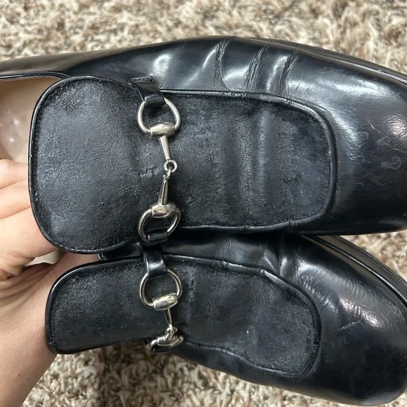 Gucci Classic Black Leather Loafers Sz 8.5 EXTREMELY WORN CONDITION - Picture 6 of 15